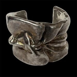Vintage Signed GW Modernist Abstract 925 Cuff Bracelet